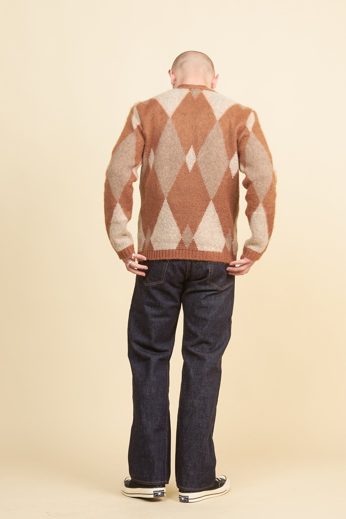 Rats Argyle Mohair Knit Cardigan - Brown – URAHARA