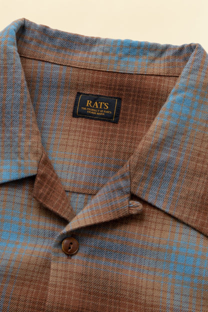 Rats Cotton Rayon Check Shirt - Brown -Rats - URAHARA