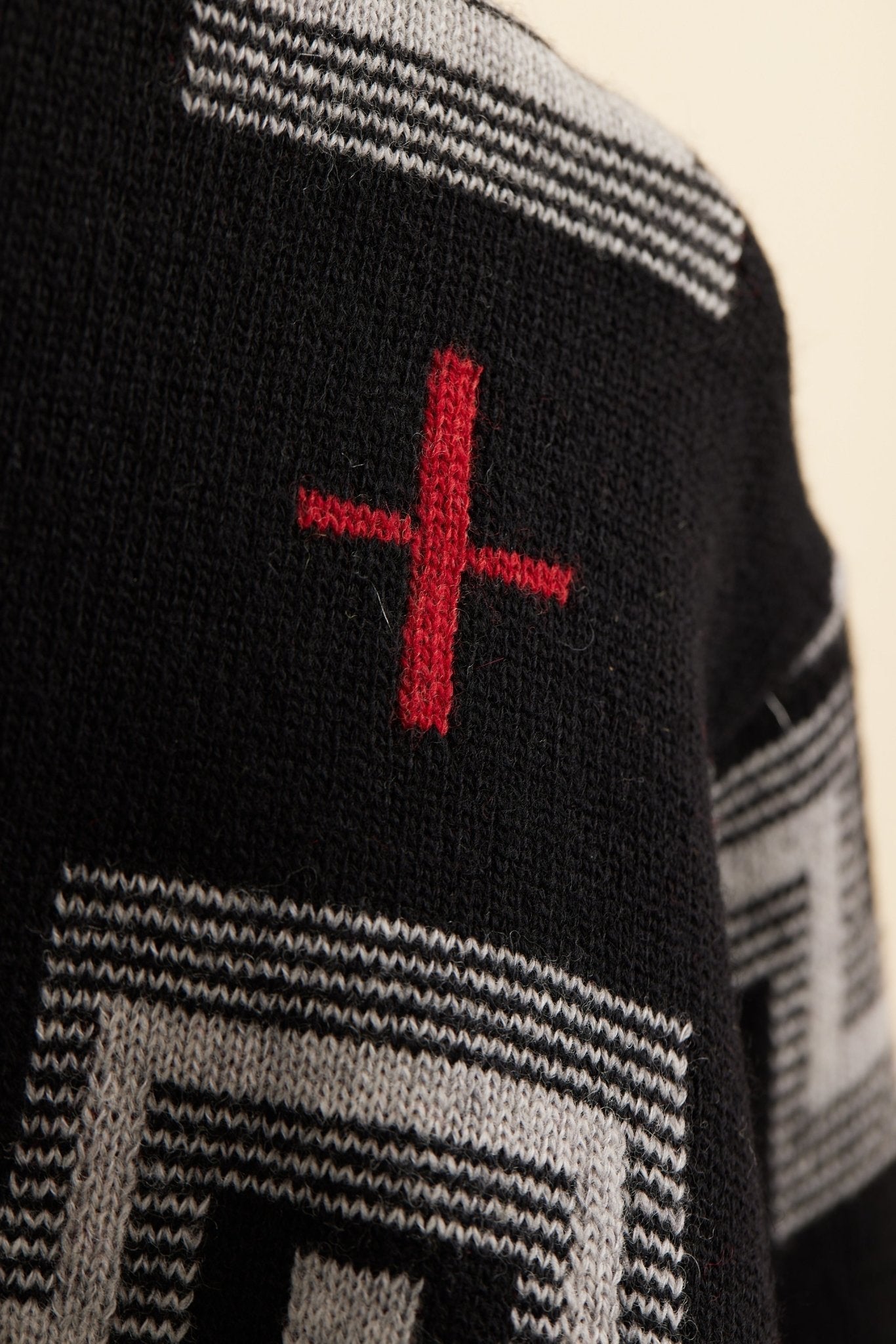 Rats Native Cross Crew Neck Knit - Black -Rats - URAHARA