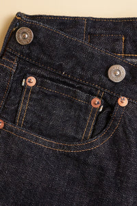TCB Jeans 20's Straight Selvedge Denim - coin pokcet detail with brass rivets