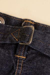 TCB Jeans 20's Straight Selvedge Denim - rear nickel cinch back adjuster 